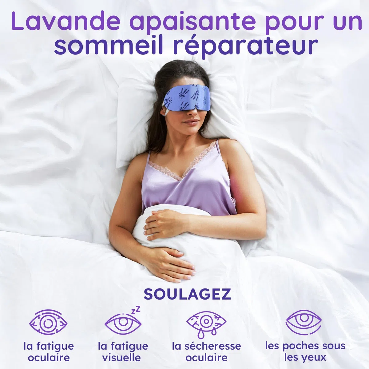 Lot de 16 Masque Chauffant Yeux à la Lavande – Masque Chauffant Vapeur pour Relaxation, Patch Yeux Secs, Poches et Fatigue – Compresses Auto-Chauffantes Jetables pour le Sommeil et les Voyages
