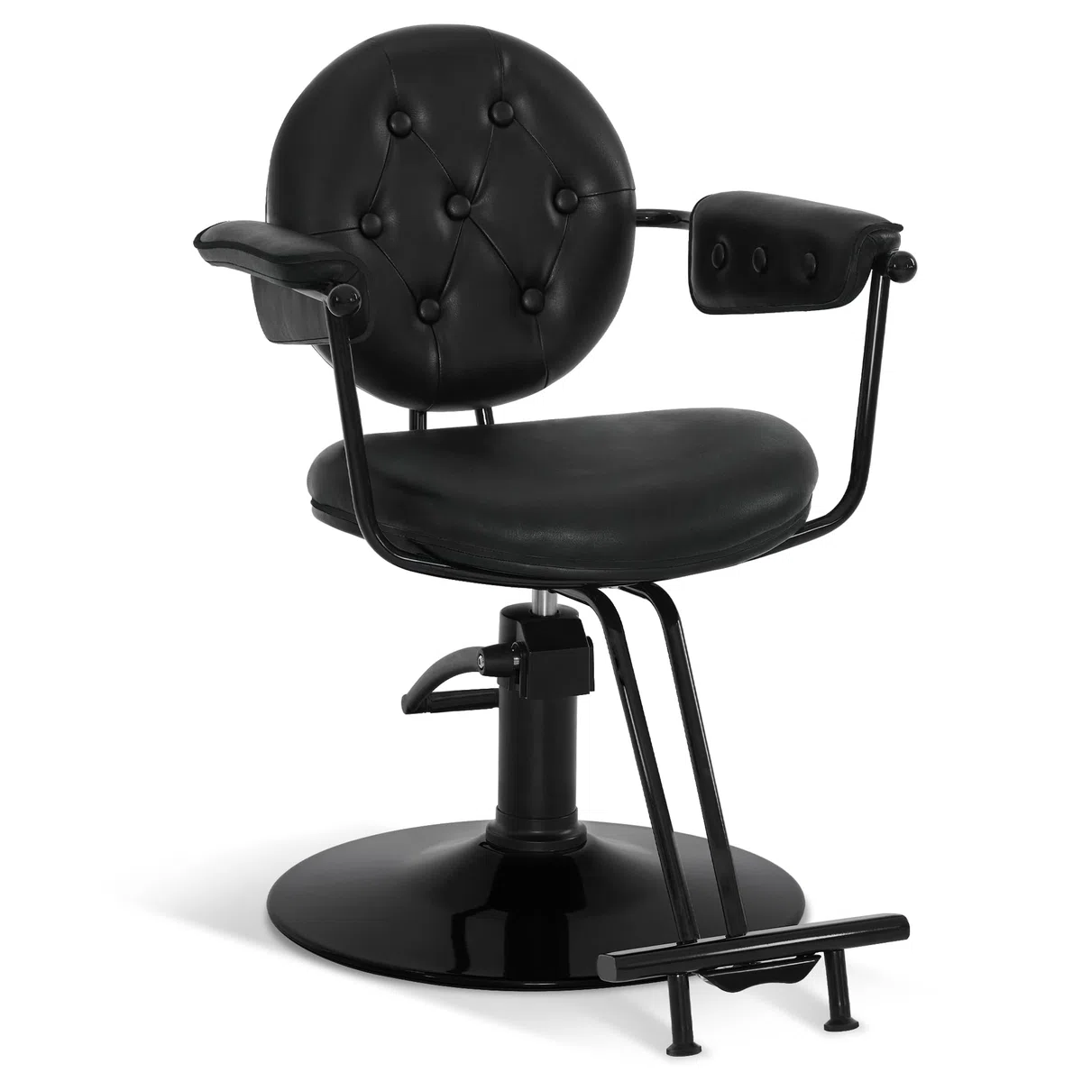 BarberPub Fauteuil de Coiffure, Fauteuil de Coiffure avec Pompe hydraulique pivotant à 360°, équipement de Coiffure Barber Chair réglable en Hauteur 3159 (Noir)