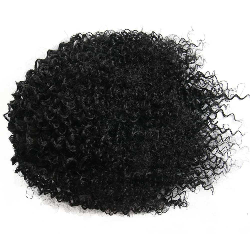 Extension de queue de cheval afro - américaine bouclée cheveux courts en queue de cheval afro - américaine (1B, 12 Inch)