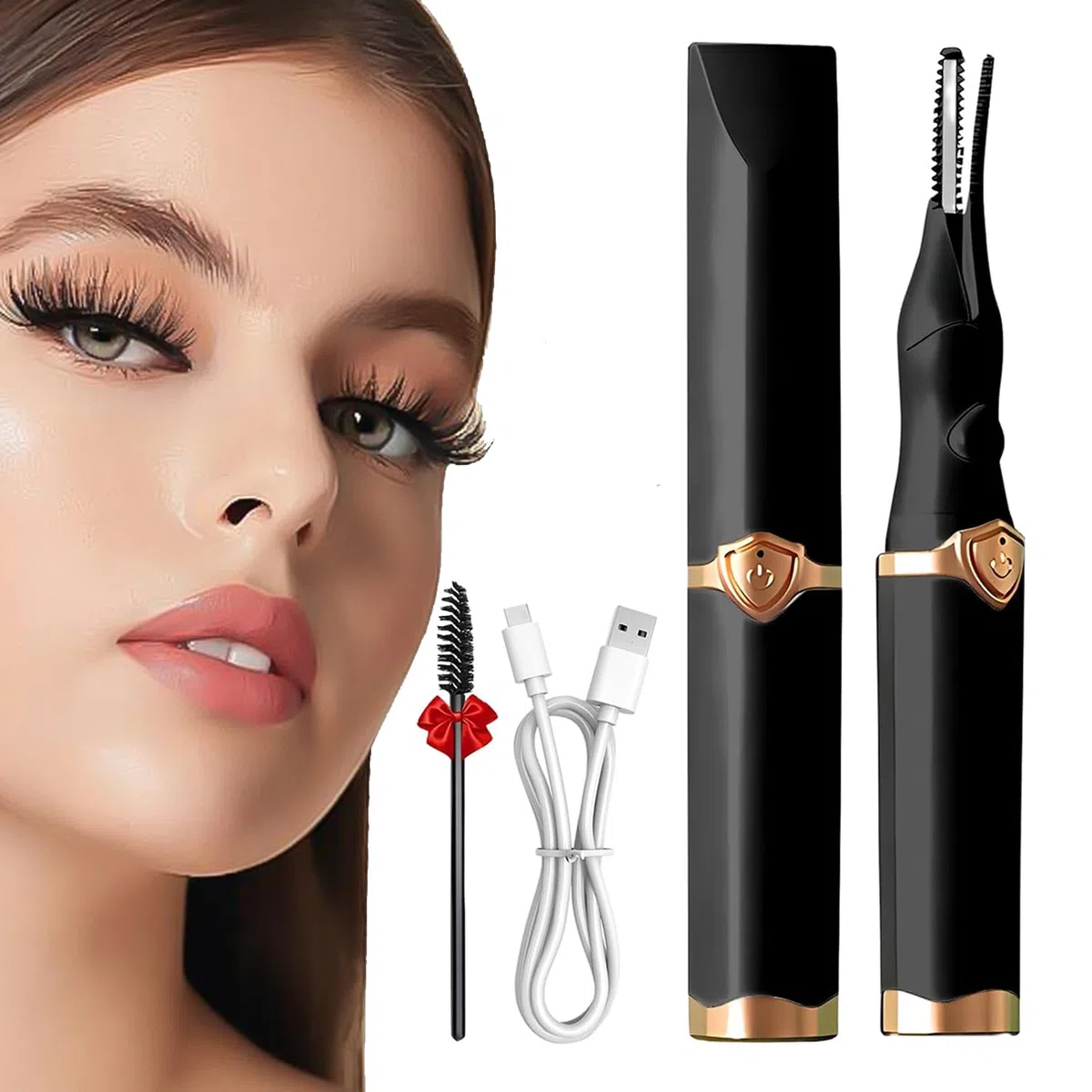 Recourbe Cils Chauffant,Recourbe Cils Professionnel USB Température Réglable 10S Chauffage Gardez Recourbement Naturel longue Durée pour filleset femmes Cadeau