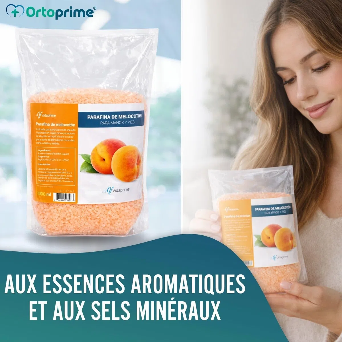 PARAFFINE pour la RÉHABILITATION des Mains et des Pieds 1000 ml - Massage à la Paraffine Arôme Essences de Pêche - Bain de Paraffine PROFESSIONNEL