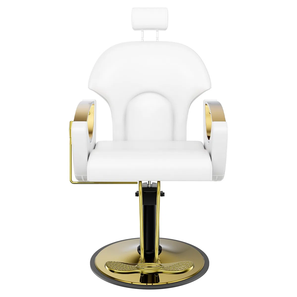 Fauteuil de Coiffure, Chaise à Coiffeur Hydraulique Inclinable, Hauteur Réglables Barber 360° pour Salon de Coiffeur à Domicile, Salon de Beauté, Tatouage, 64 x 59 x 104-119 cm (Blanc)