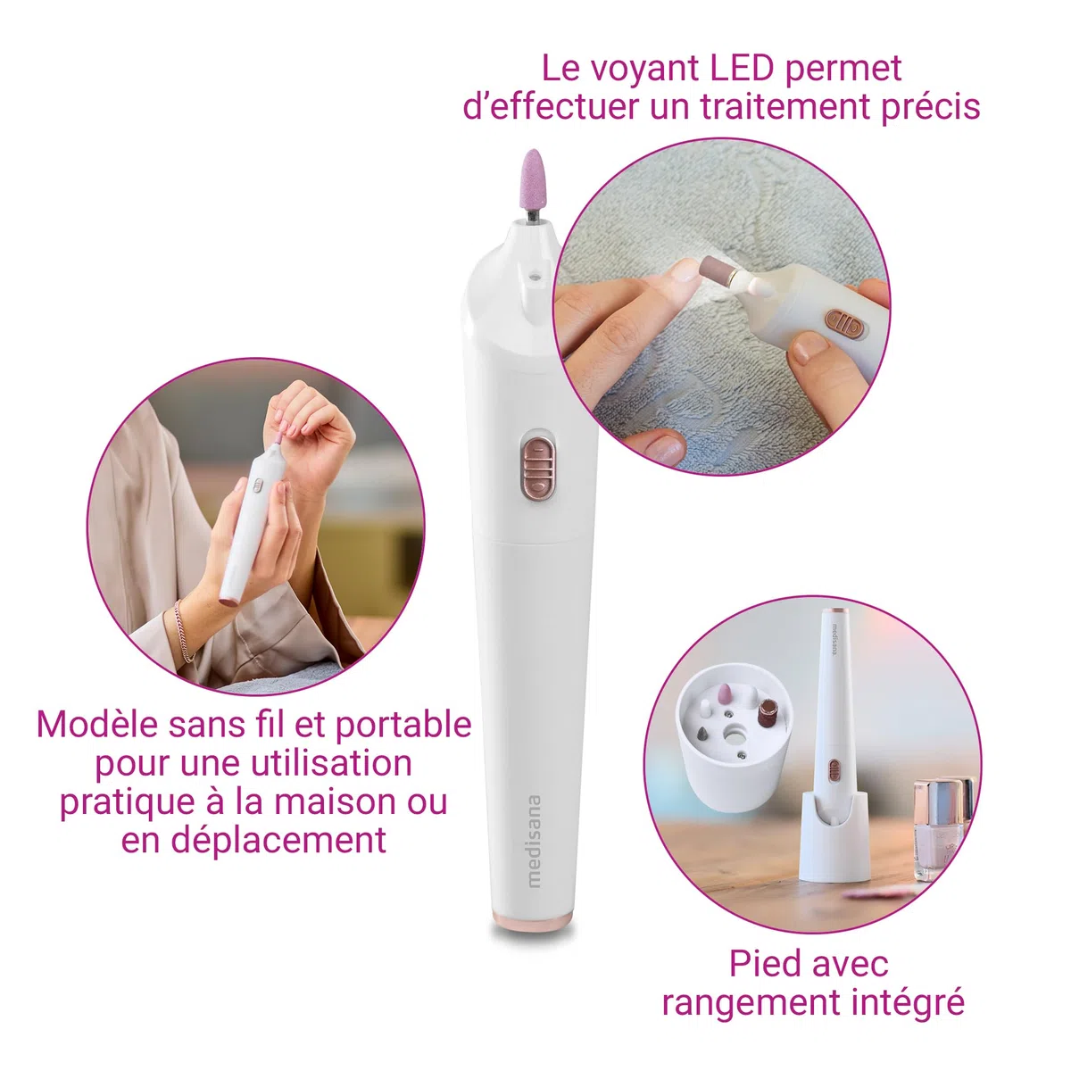 medisana MP 900 Kit manucure & pedicure électrique, lime a ongles, fraise à ongles et coupe cuticule ongle, pour le soin des mains et des pieds et le traitement des ongles, cuticules & callosités