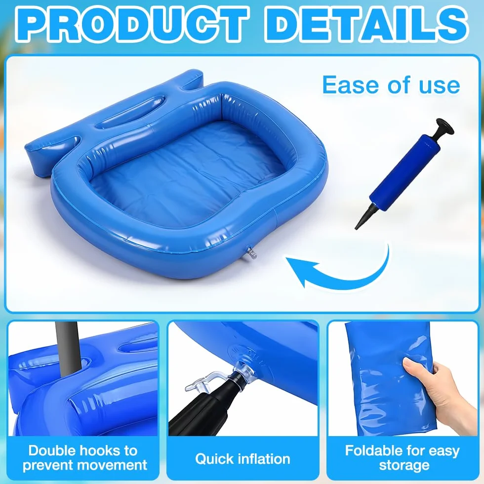 Pediluve Piscine, HOVCEH Rince Pied Piscine Gonflable avec Crochets, Bassine Pied Piscina pour Échelles Piscines, 58 x 52 x 9 cm