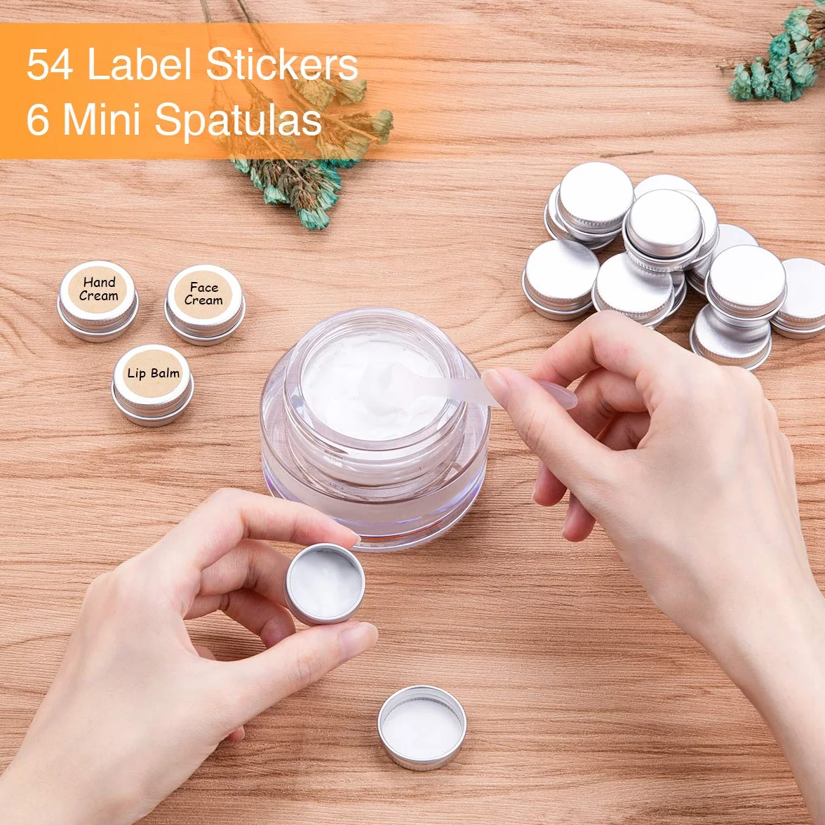 35 Pots en Aluminium de 5 Ml, Pots de Contenants Cosmétiques Vides Avec Spatule et Autocollants d'Étiquettes Pour Échantillon, Baume à Lèvres