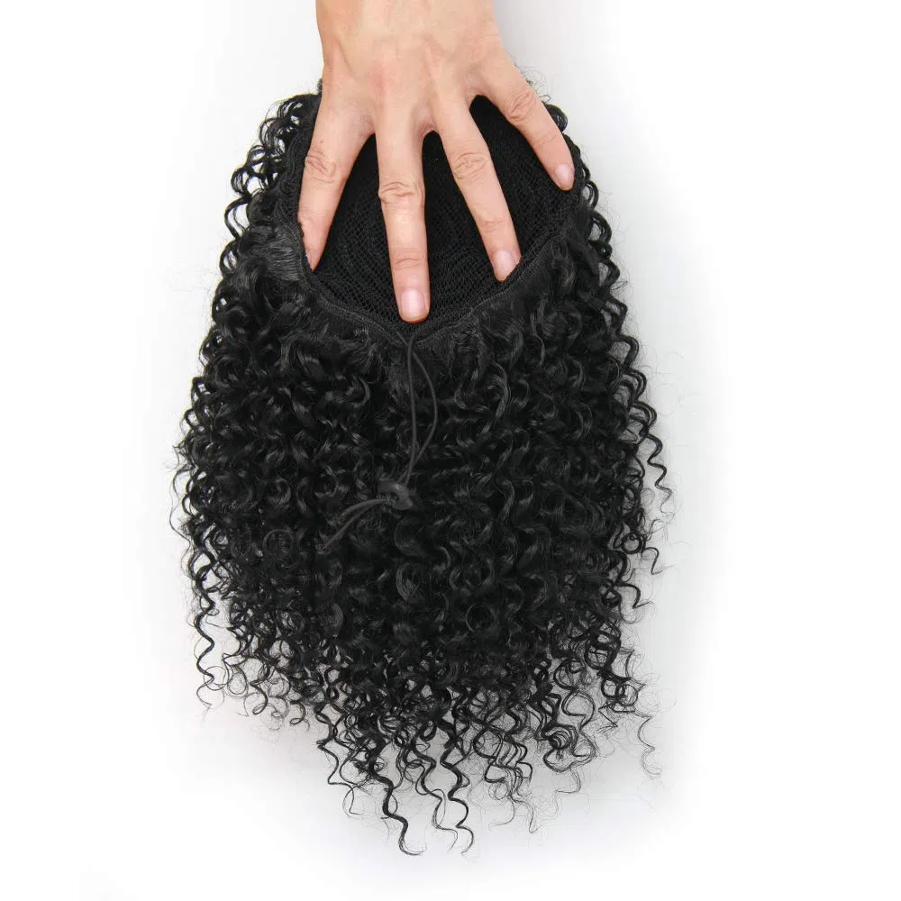 Extension de queue de cheval afro - américaine bouclée cheveux courts en queue de cheval afro - américaine (1B, 12 Inch)