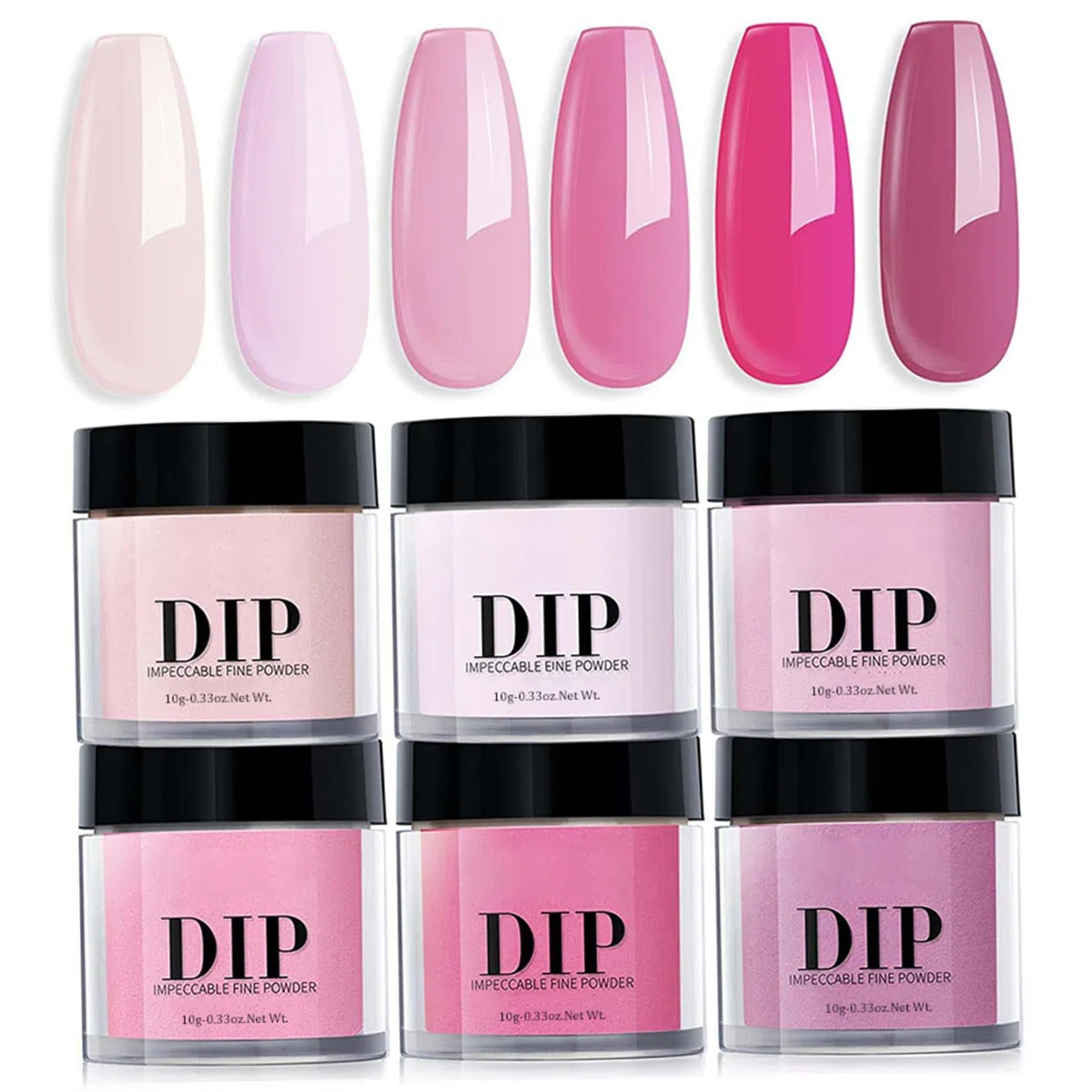 6 pièces de poudre de trempage, 6 couleurs poudre trempage d'ongle acrylique, kit bricolage longue durée à séchage rapide pour les débutants manucure bricolage, kit démarrage d'ongles